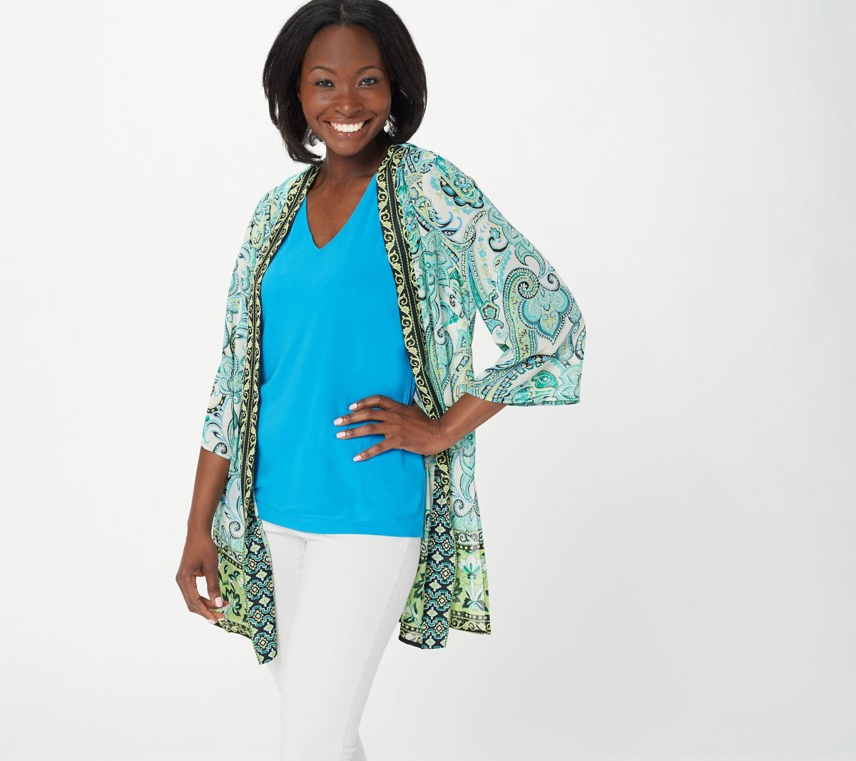 Printed Woven Cardigan & Liquid