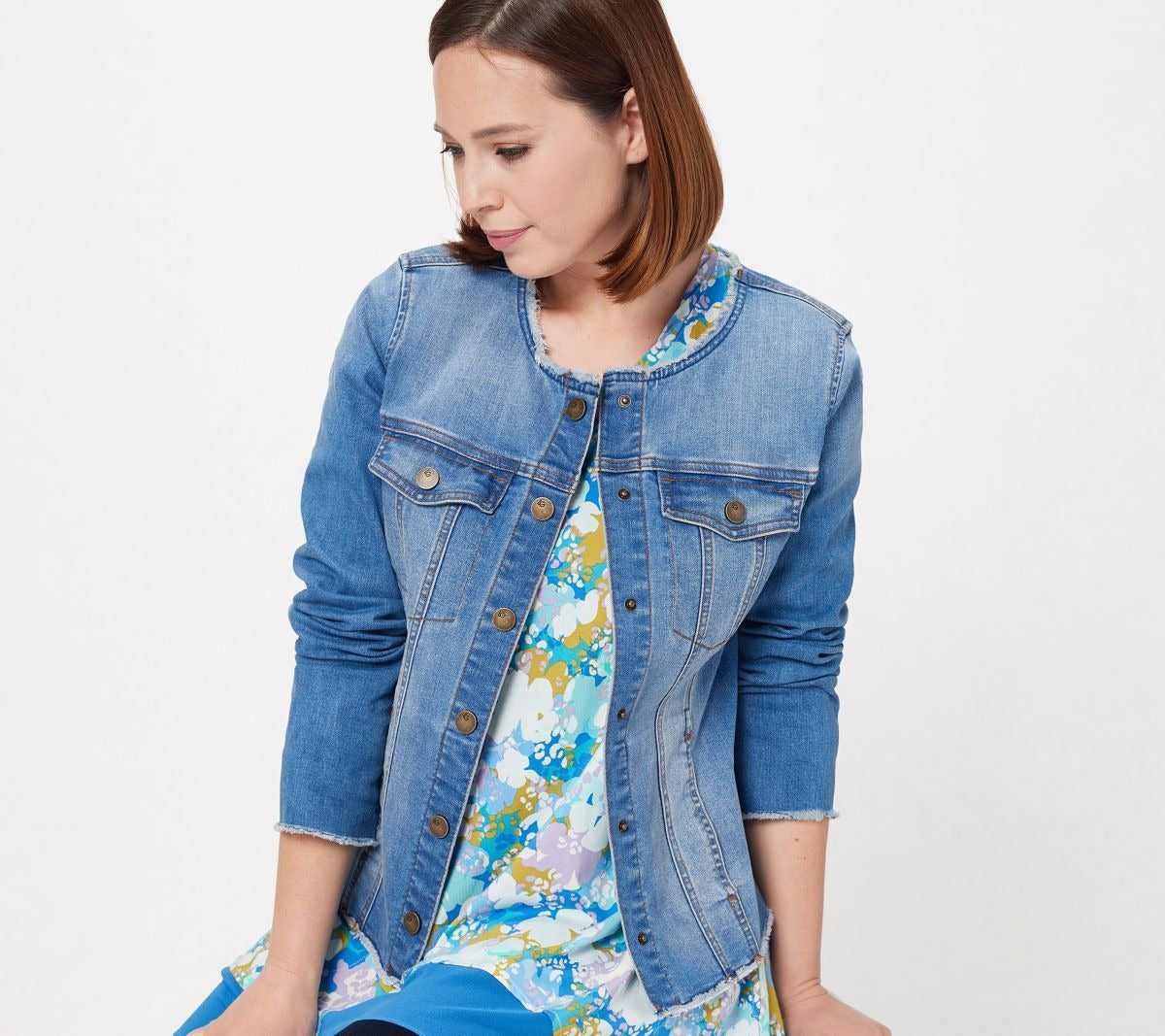 Denim Jacket with Frayed