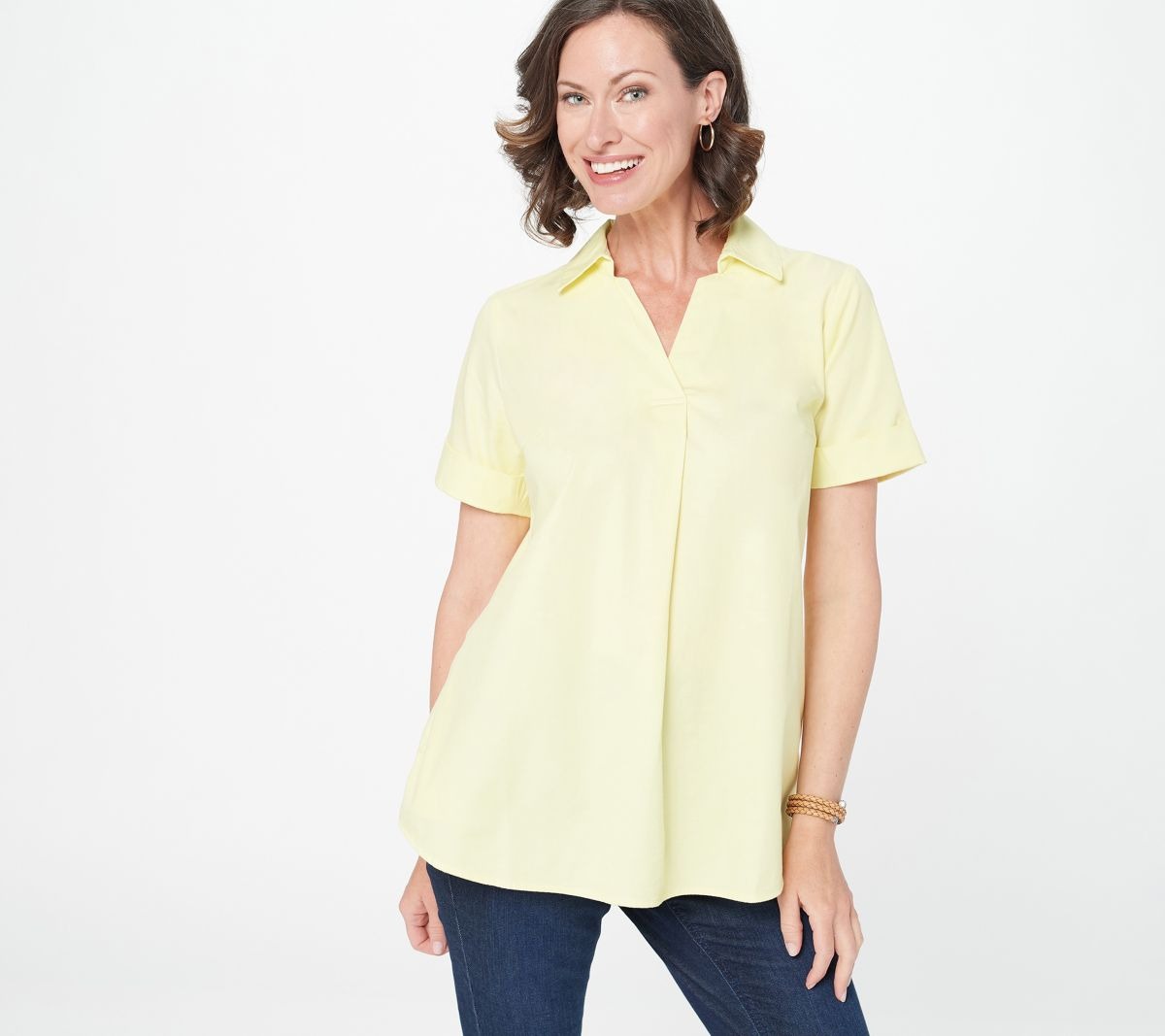 V-Neck Denim Shirt w/ Back