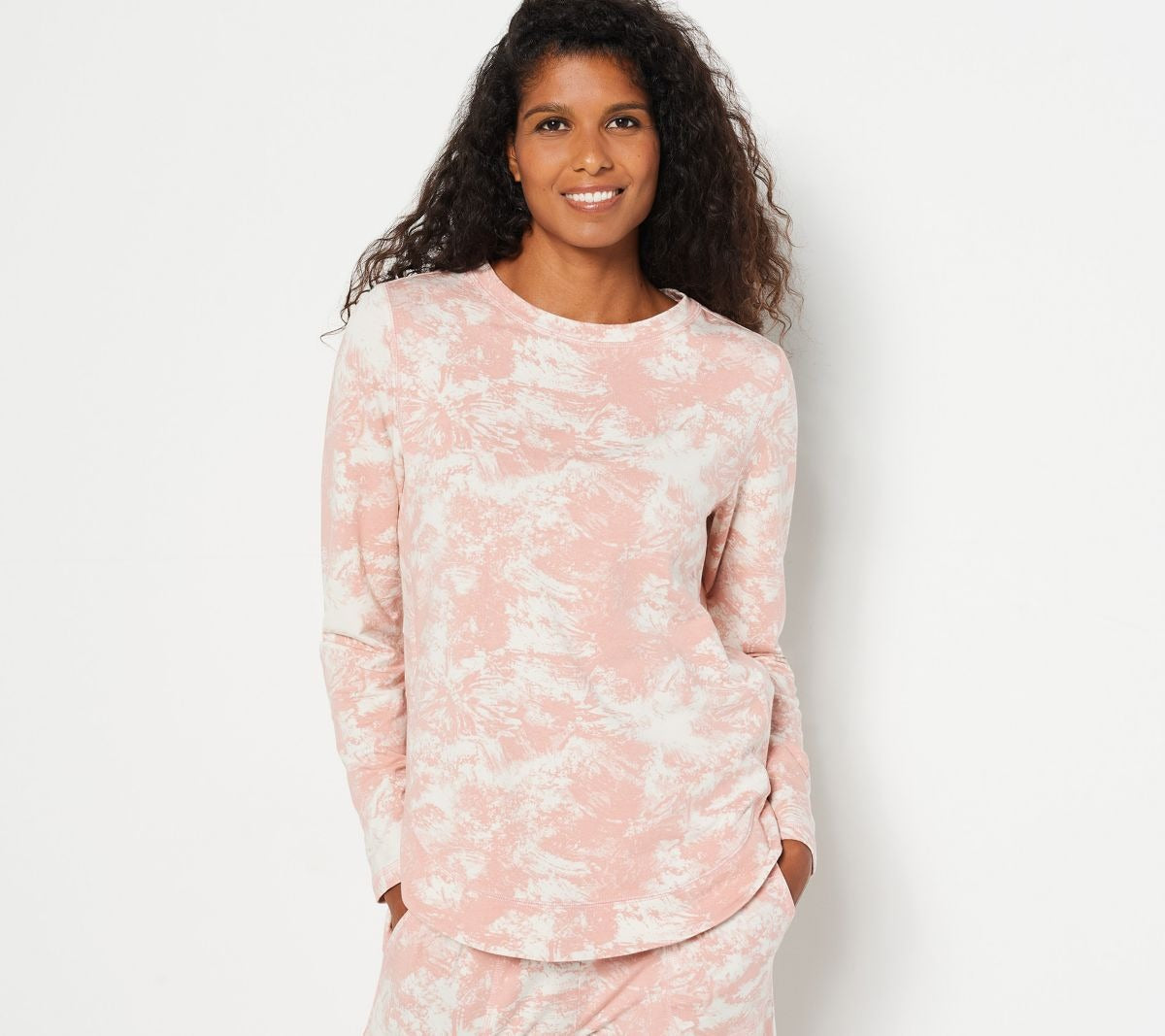 Z-Knit Pullover with Curved Hi-Low Hem