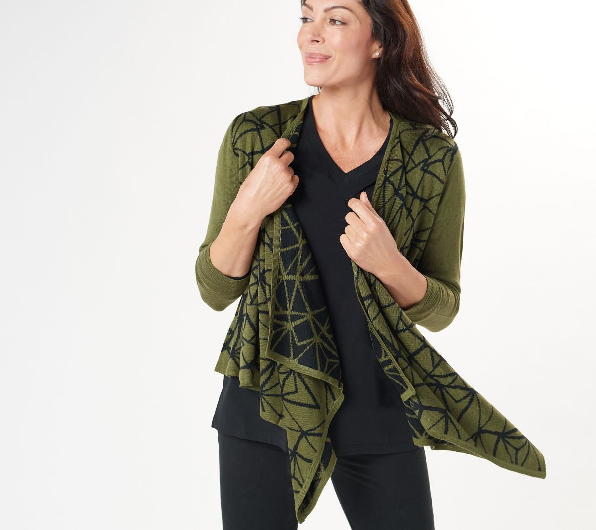 Knit Jacquard Cropped Cardigan