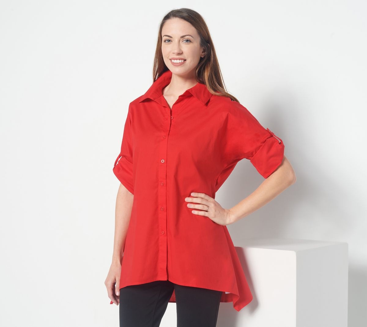 Woven Dolman Sleeve Shirt
