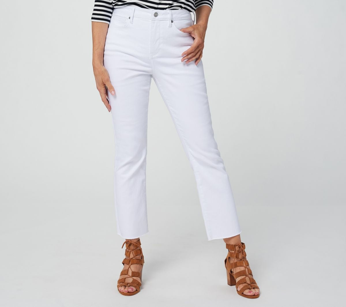 Slim Bootcut Jeans with Fray Hem - Optic