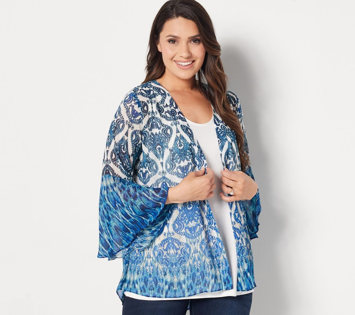 Woven Open-Front Cardigan