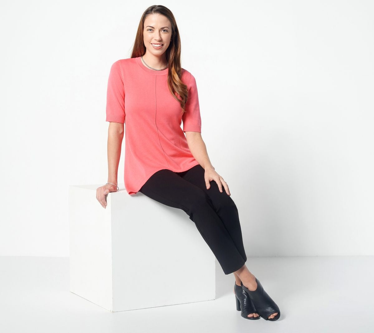 Crew Neck Cascade Hem