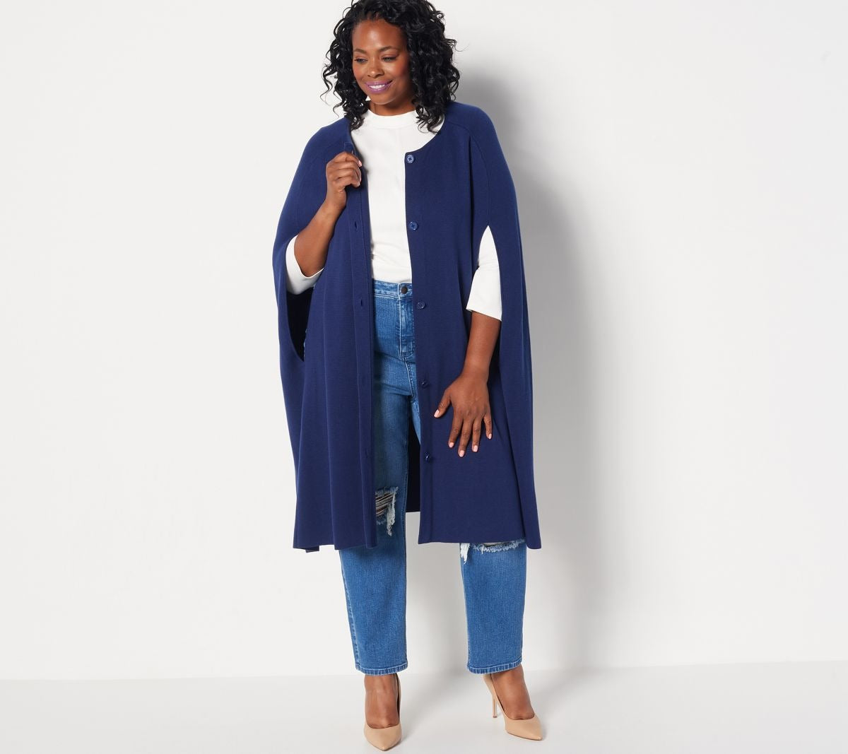 Button Front Cardigan Cape