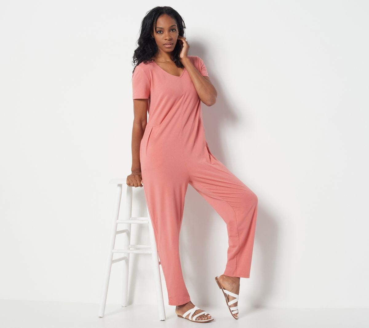 Cozy Knit Short Sleeve Jumpsuit