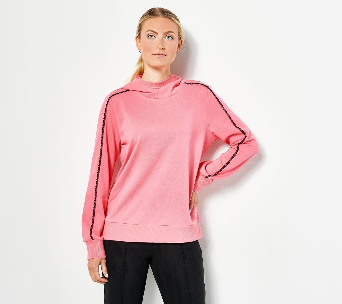 French Terry Hoodie w/ Lace Trim