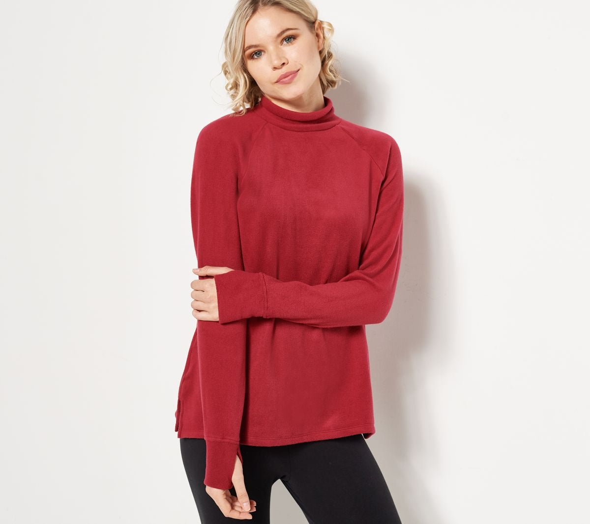 Fleecewear Mock Neck Swing Top