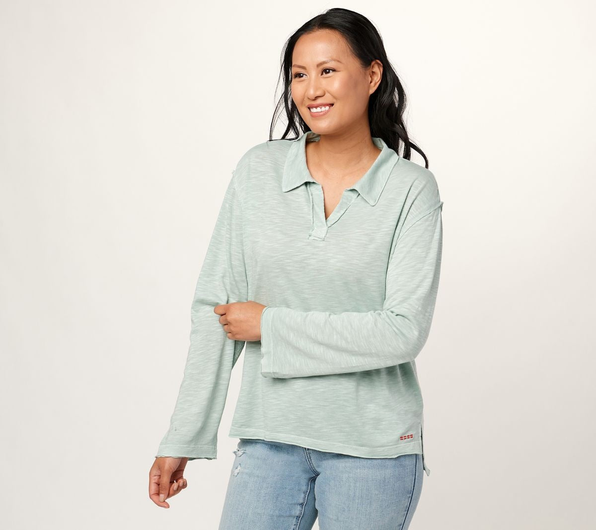 Long-Sleeve Polo Knit