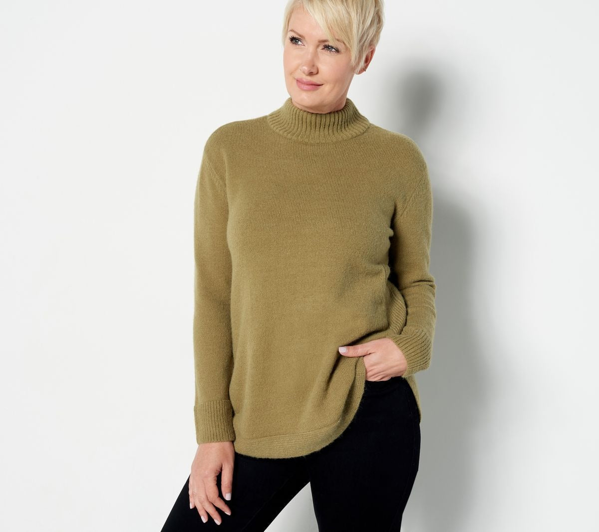 Mock-Neck Sweater with Shirttail