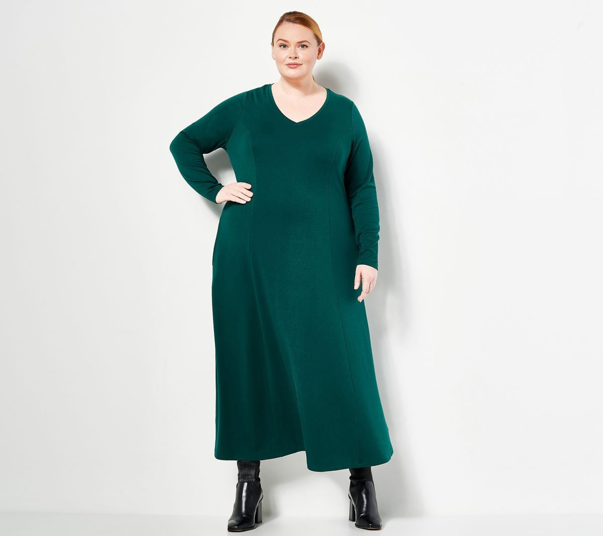 Silky Interlock Long Sleeve V Neck