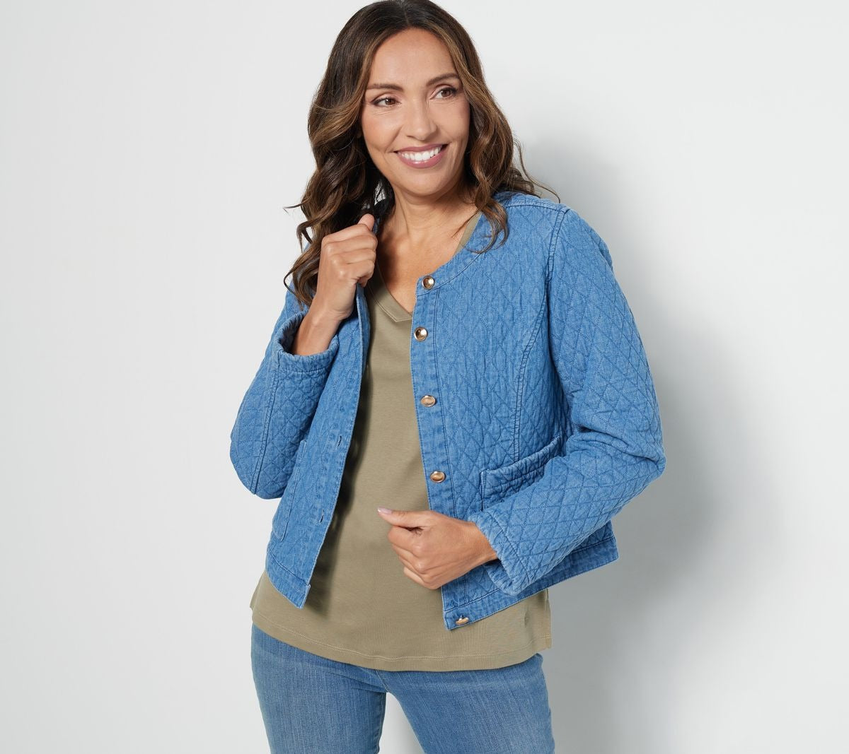 True Denim Quilted Crop