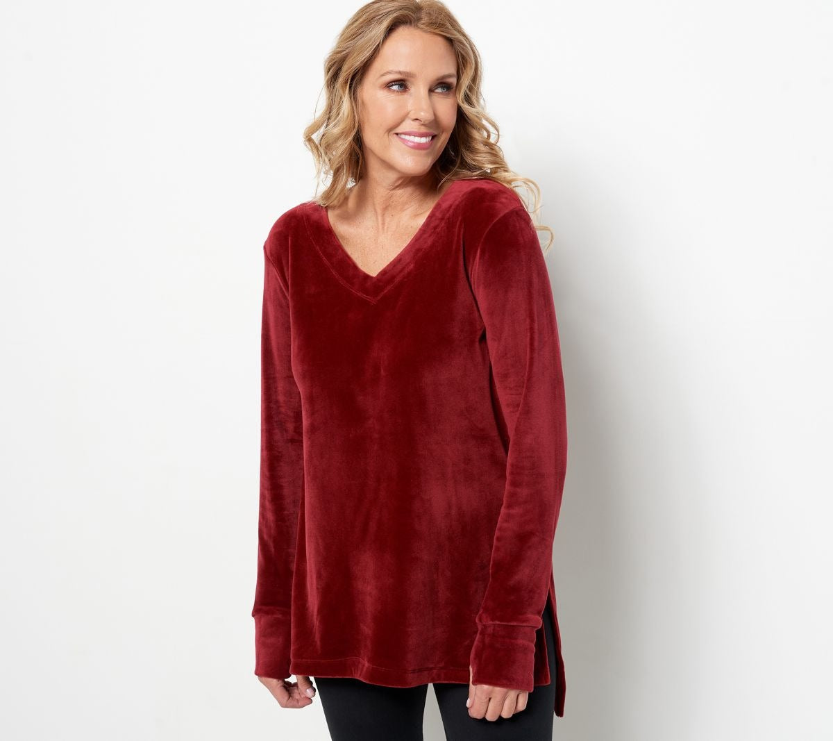 Double Plush Velour V-Neck Tunic