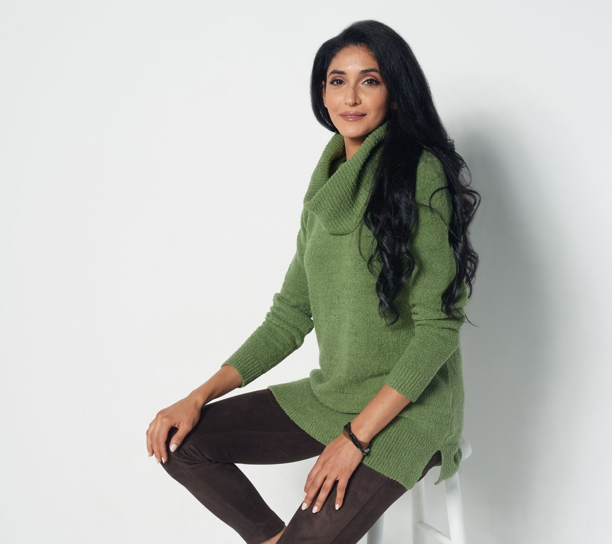 Long Sleeve Plush Cowl Neck
