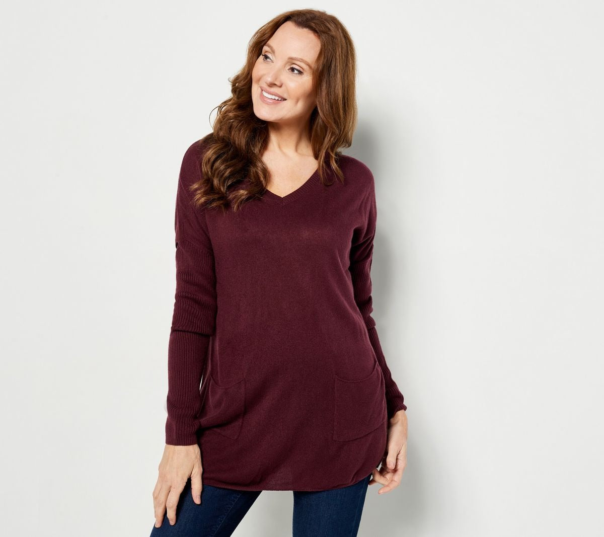 V-Neck Drop-Shoulder Long