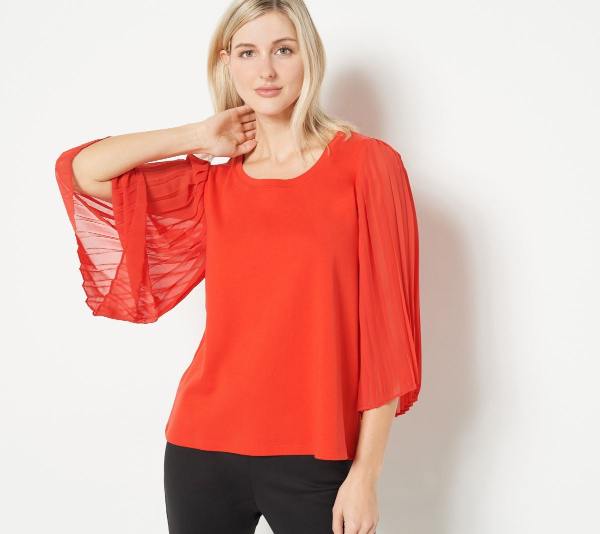 Mixed Media Sweatshirt w/ Chiffon