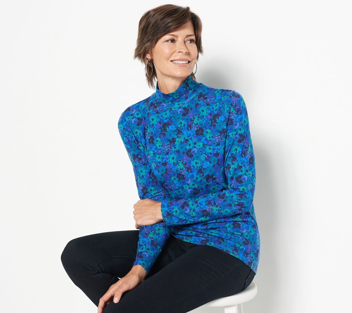 Printed Mock Neck Top