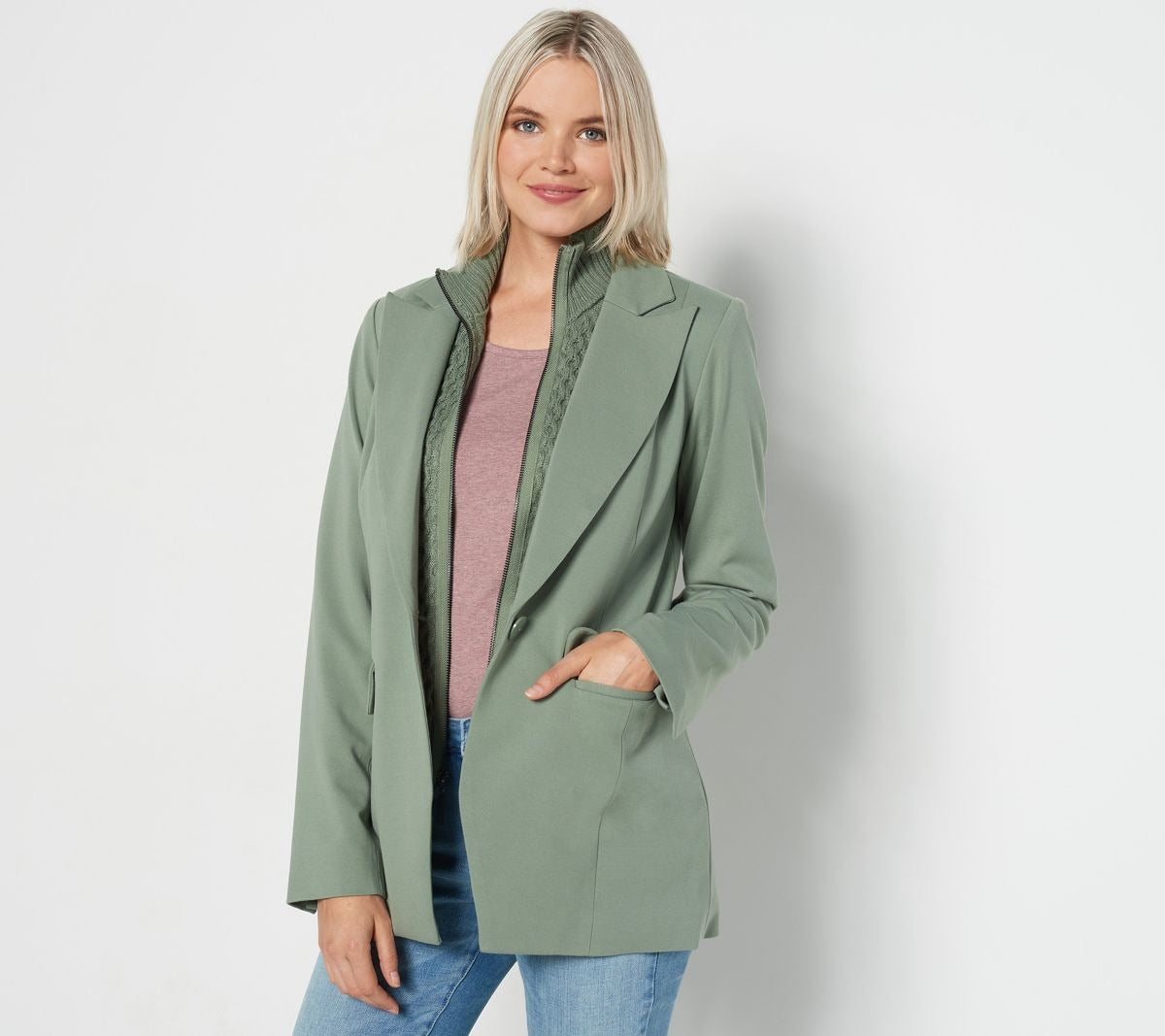 Ponte Blazer with Sweater