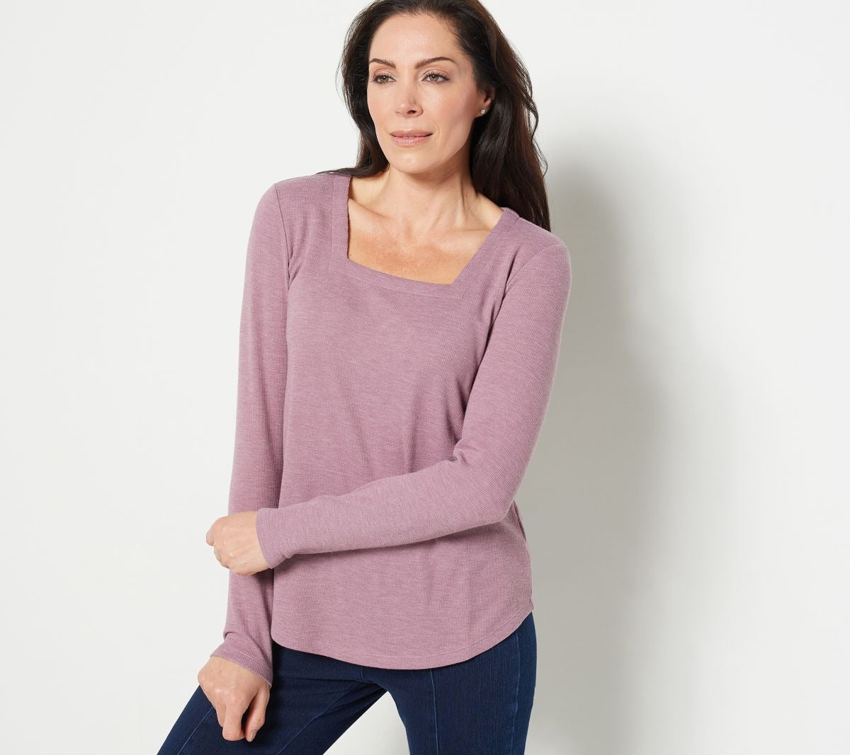 Waffle Knit Square Neck