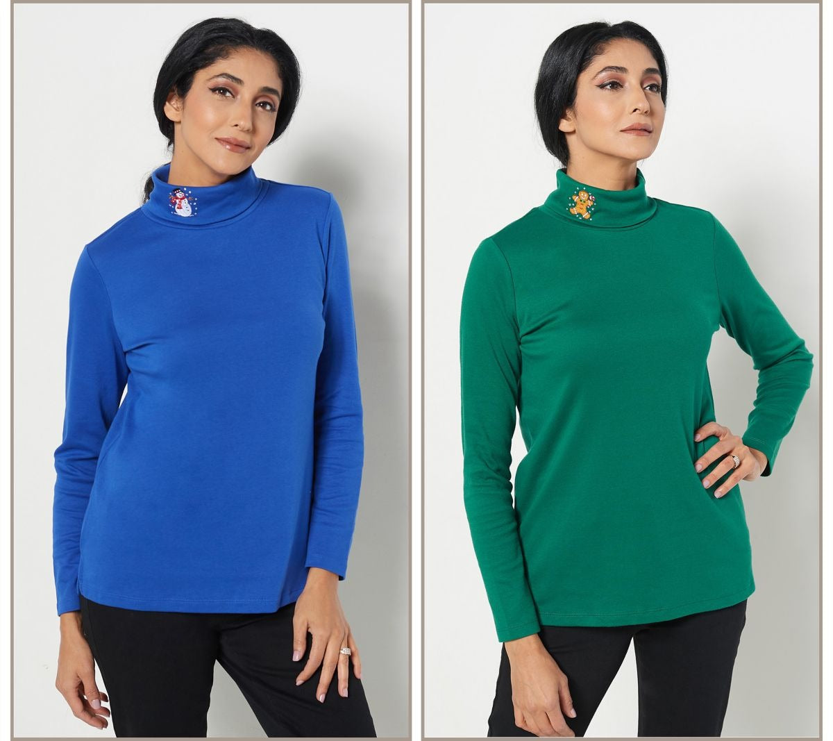 Set of 2 Holiday Embroidered