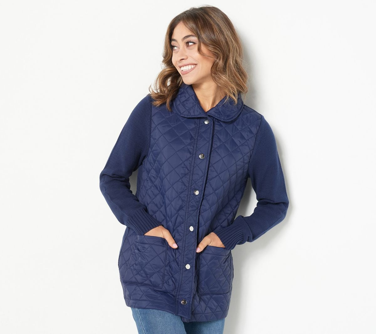 Quilted/Sweater Mix Snap-Front