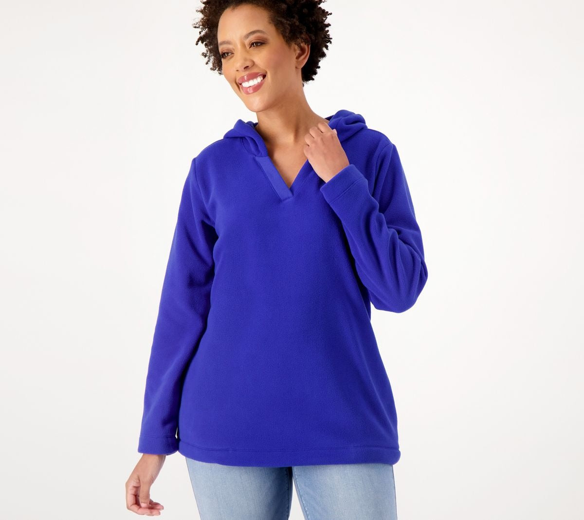 Comfort Zone Fleece Hooded V-Neck