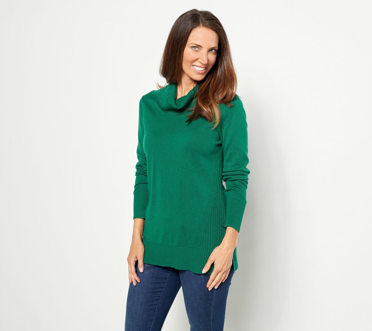 Cowl Neck Sweater with Rib