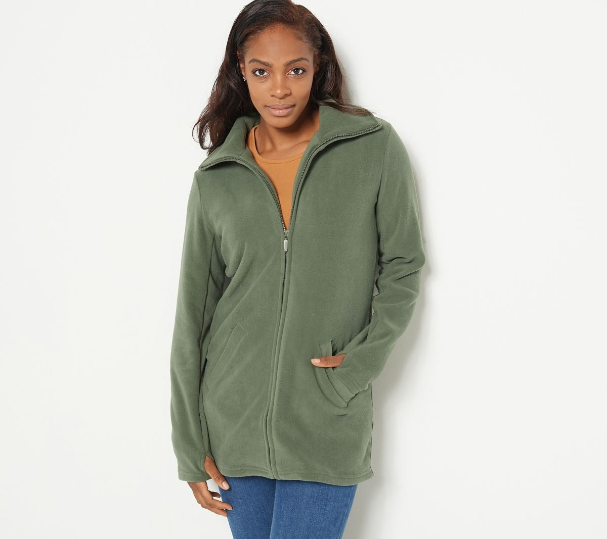 Fleece Mock-Neck Curved