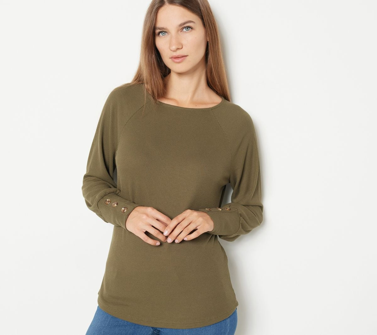 Silky Waffle Raglan Sleeve