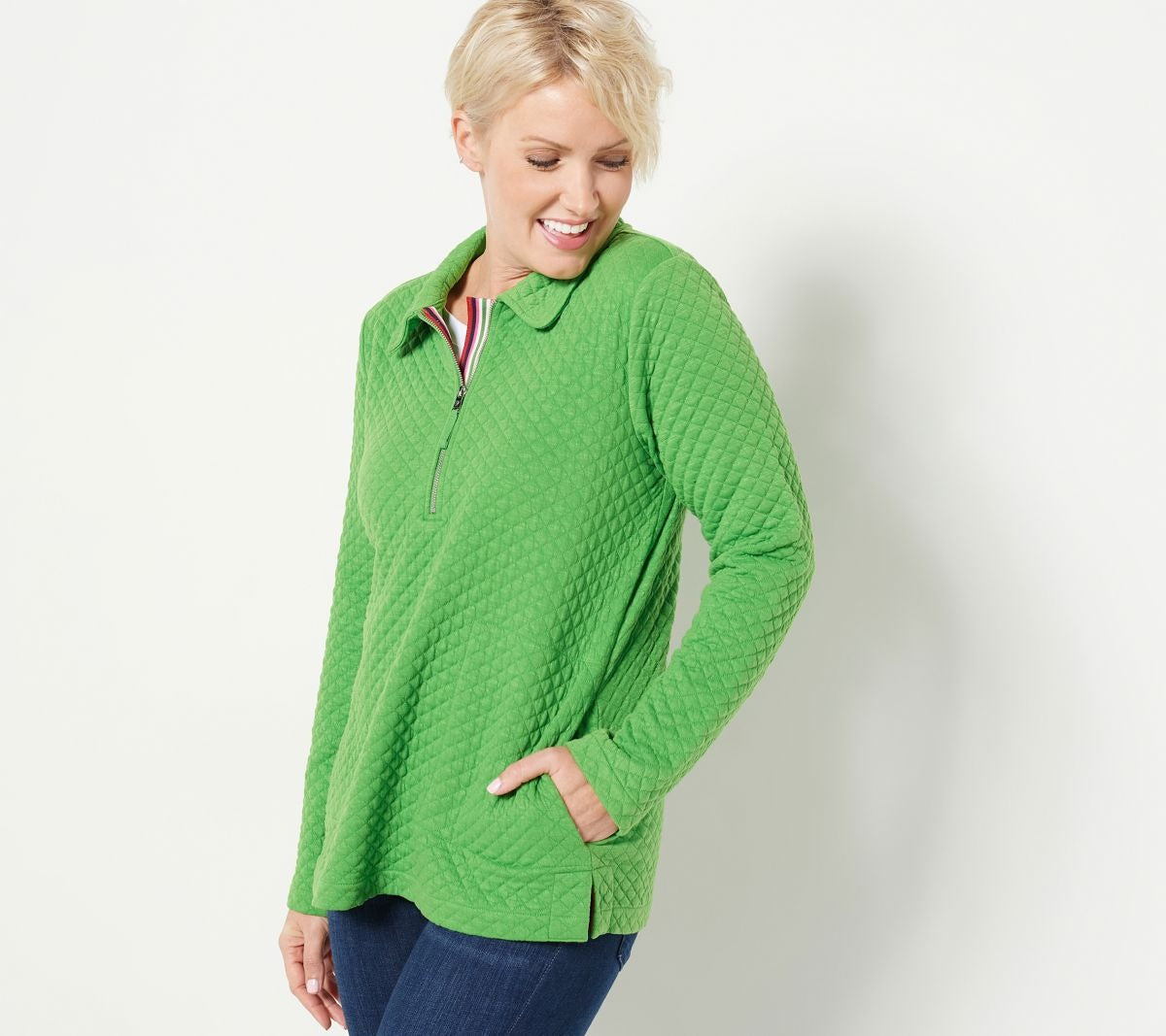 Quilted Half-Zip Pullover