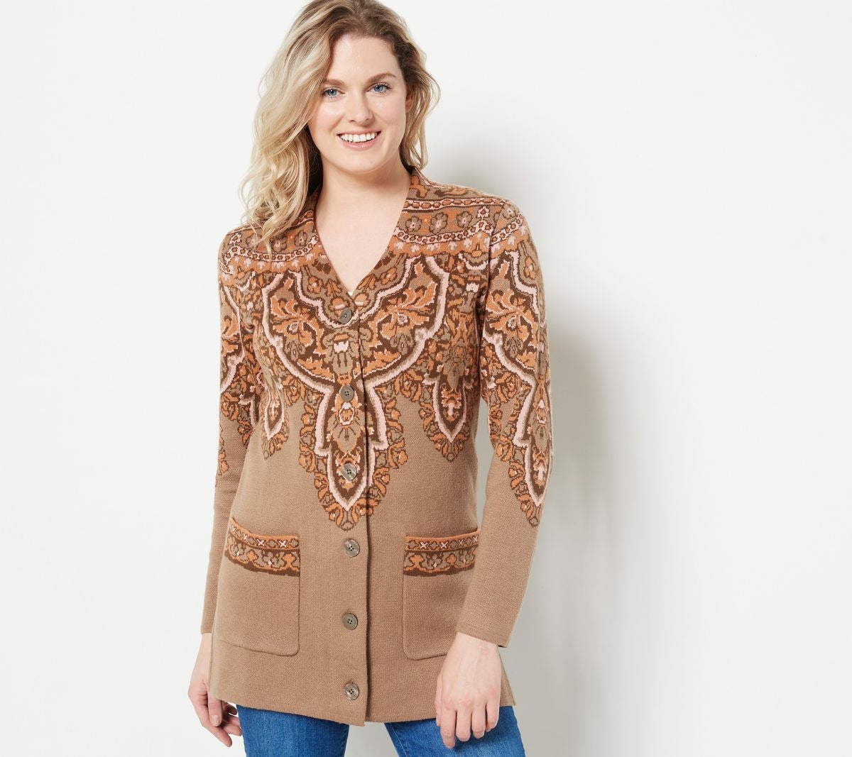 Jacquard Button Front