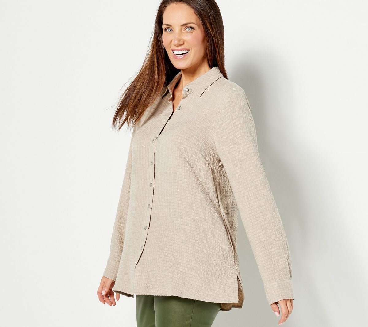 Textured Stretch Regular Button