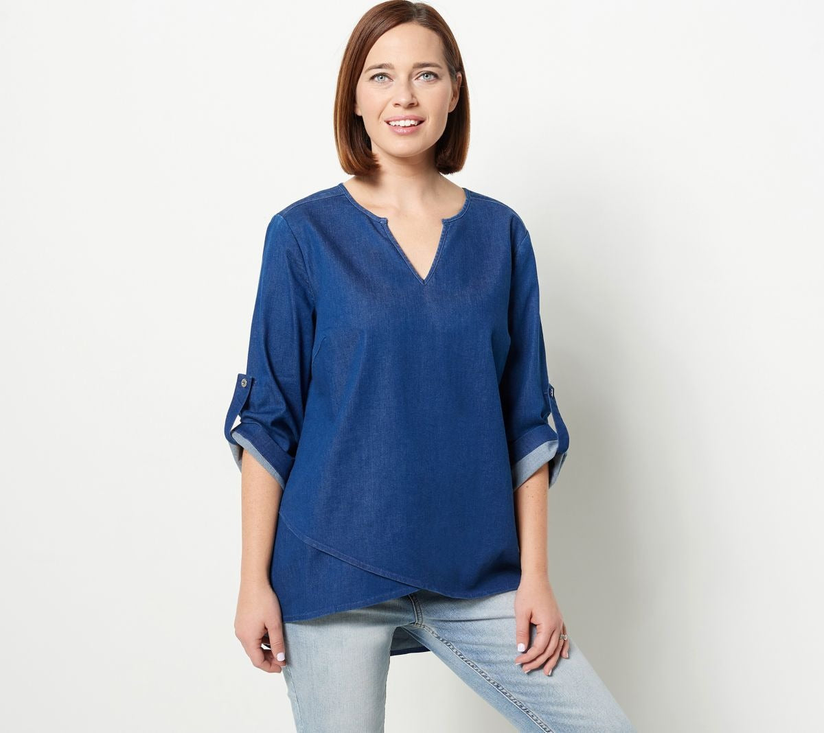 Asymmetric Hem Denim Shirt