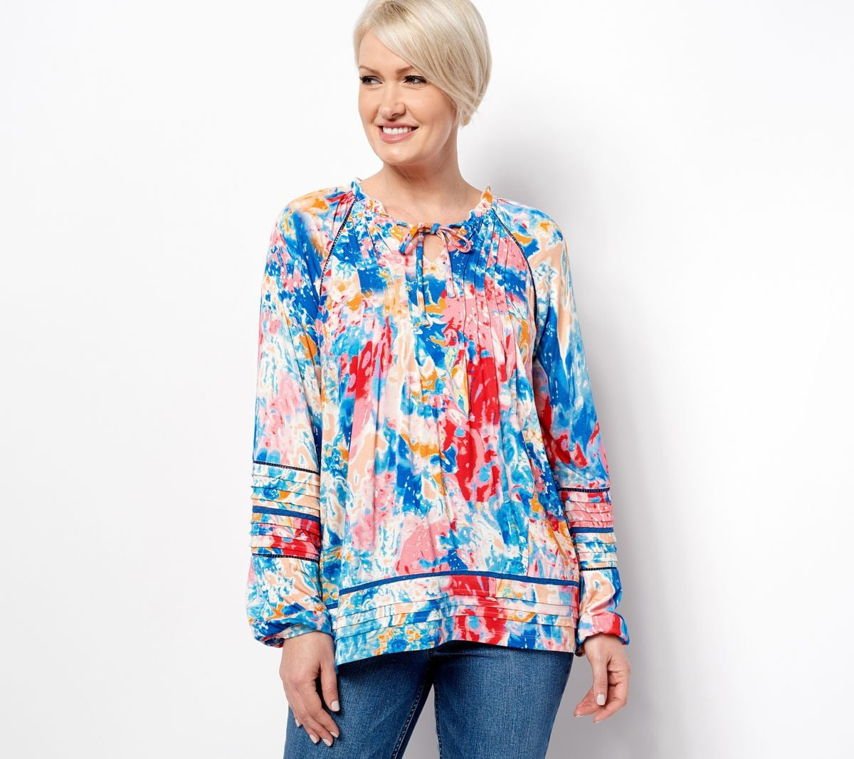 Long-Sleeve V-Neck Blouse