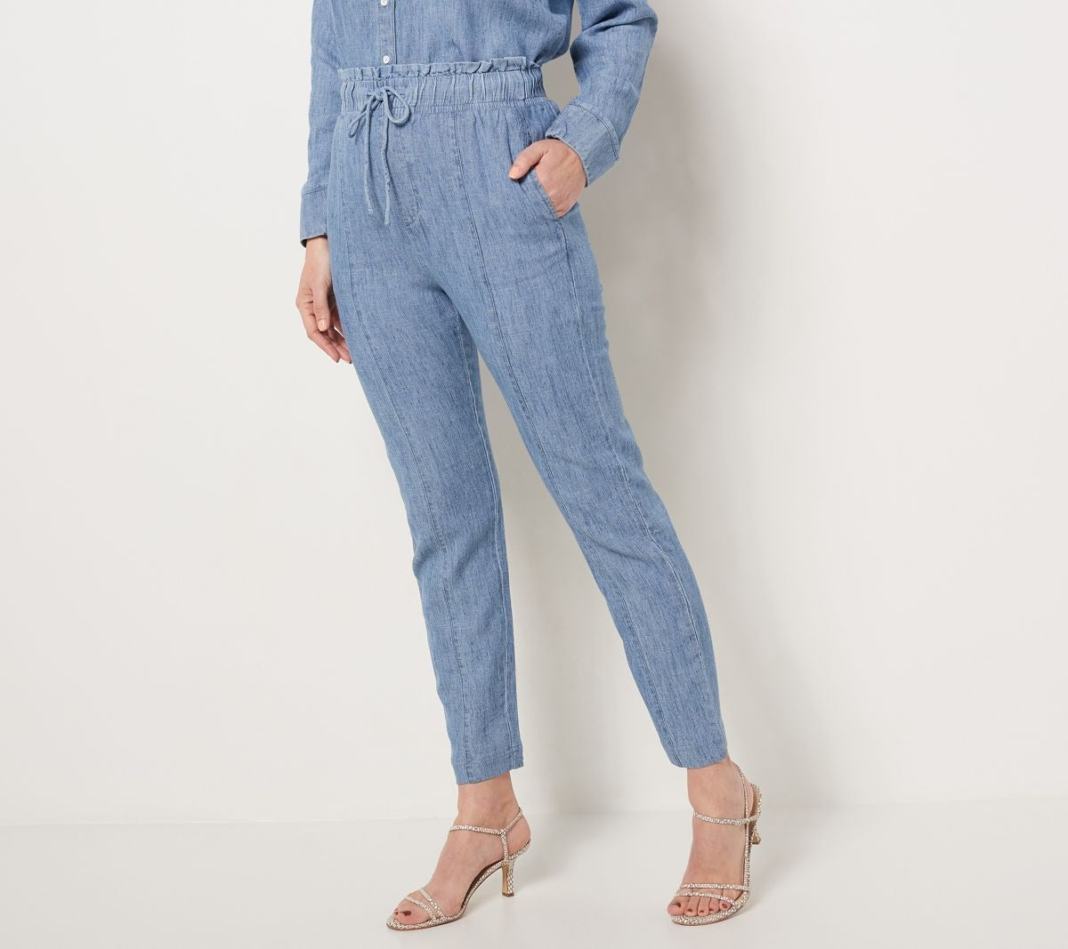 Soft Textured Tencel Denim Trousers