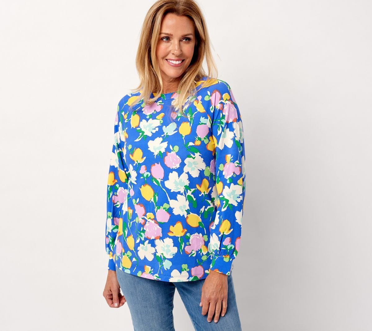 Floral Printed Boatneck Top