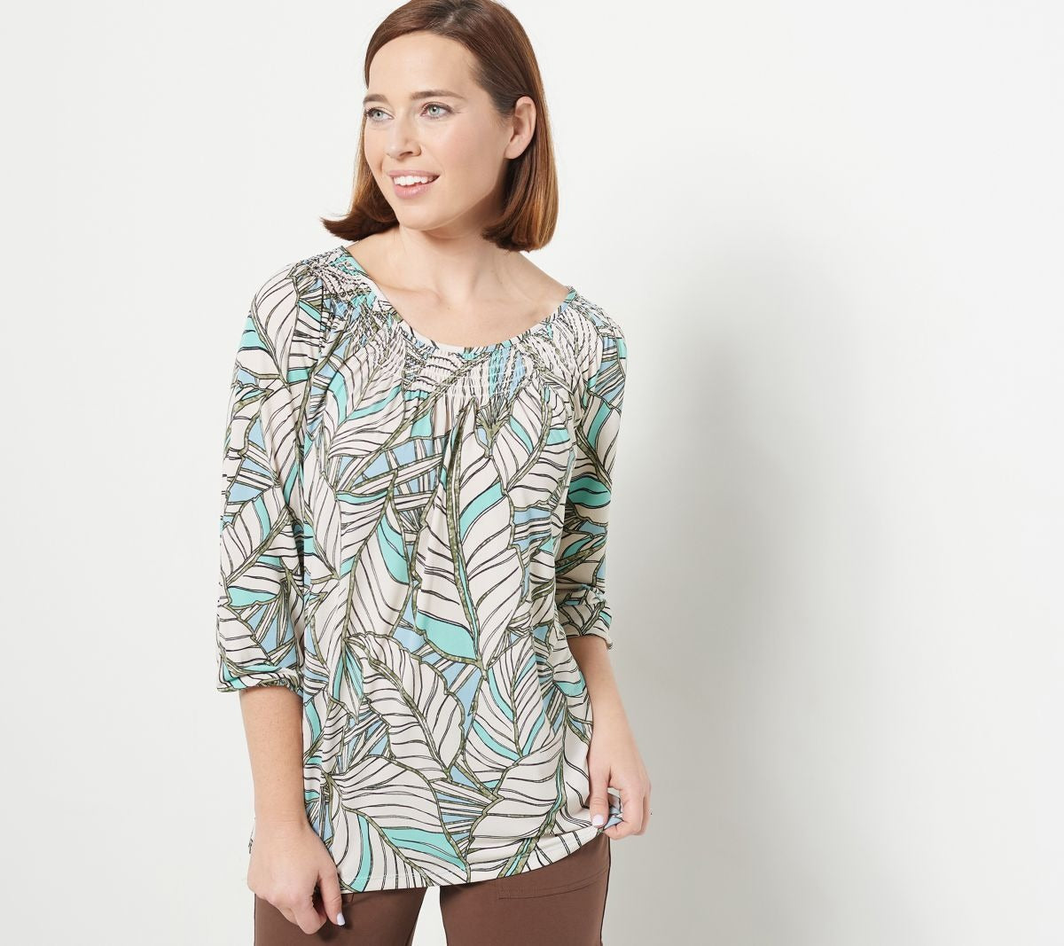 Printed Liquid Knit 3/4-Sleeve