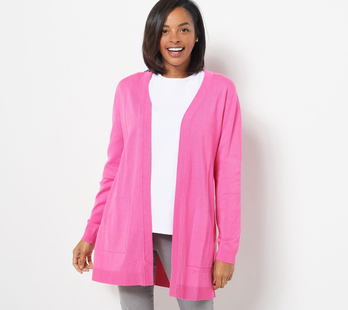 Feather Knit Long Cardigan