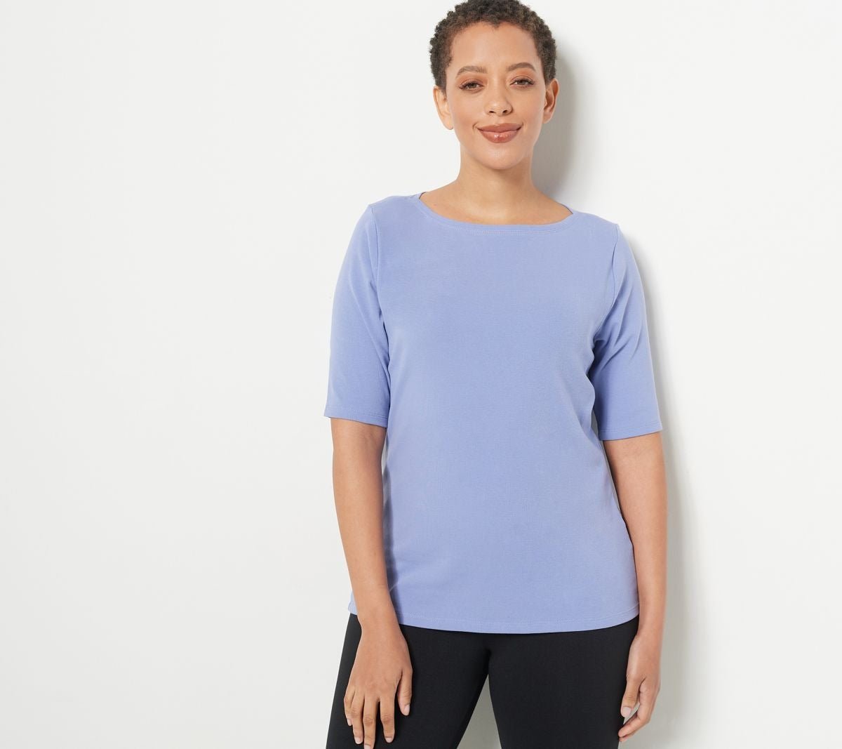 Cotton Rib Elbow Sleeve Tee