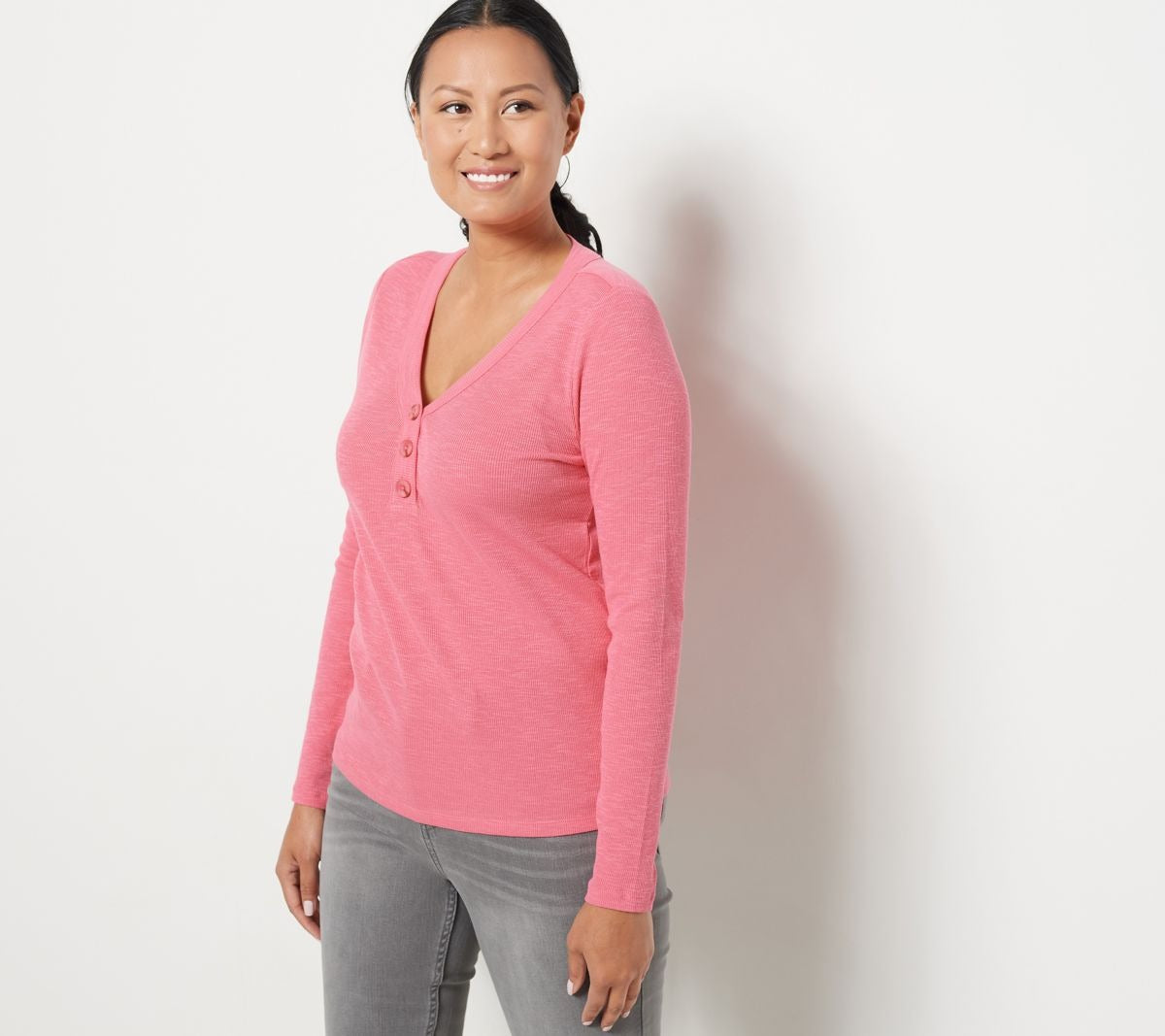 Soft V-Neck Rib Knit