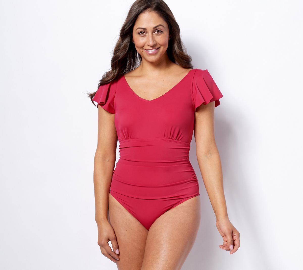 Beach V-Neck Ruffle Sleeve