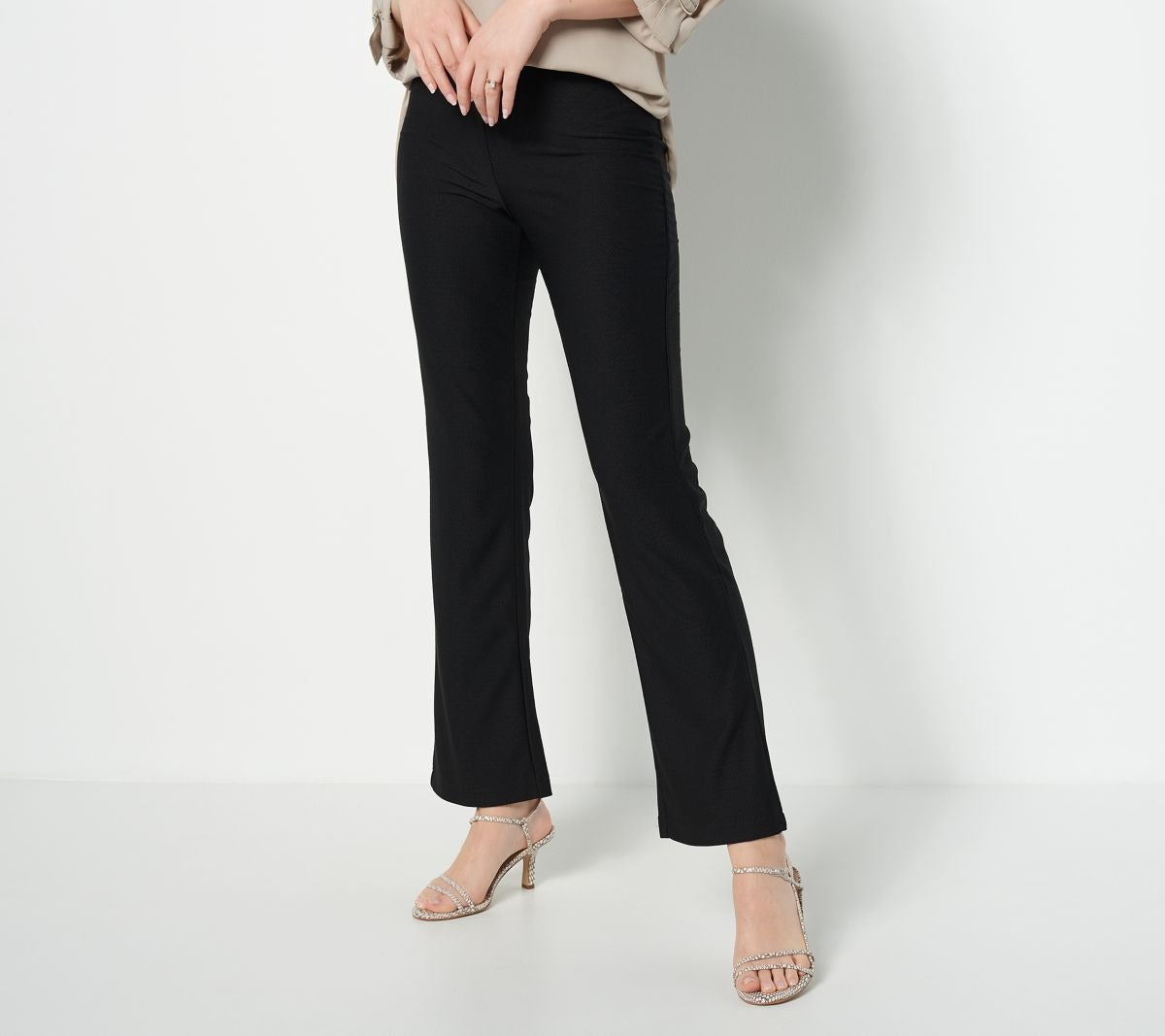 Textured Knit Pull On Flare Pant