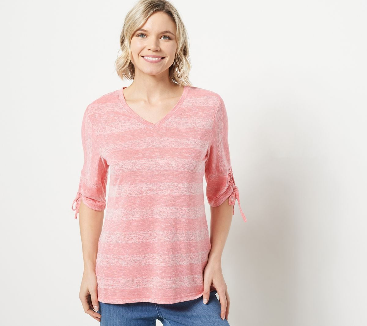 V-Neck Shadow Striped Top