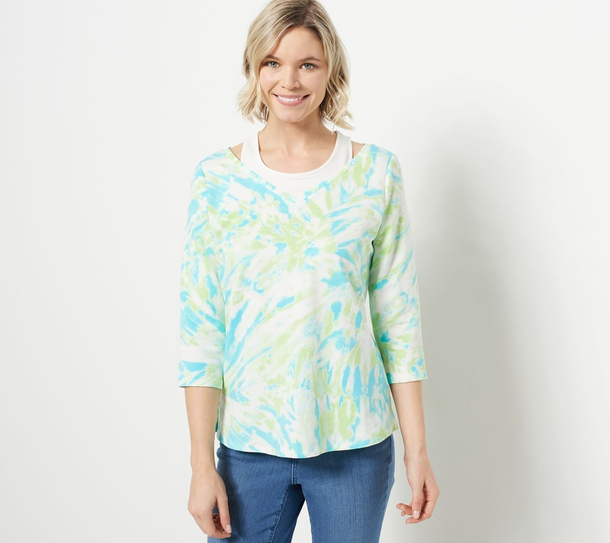 French Terry Tie Dye V-Neck