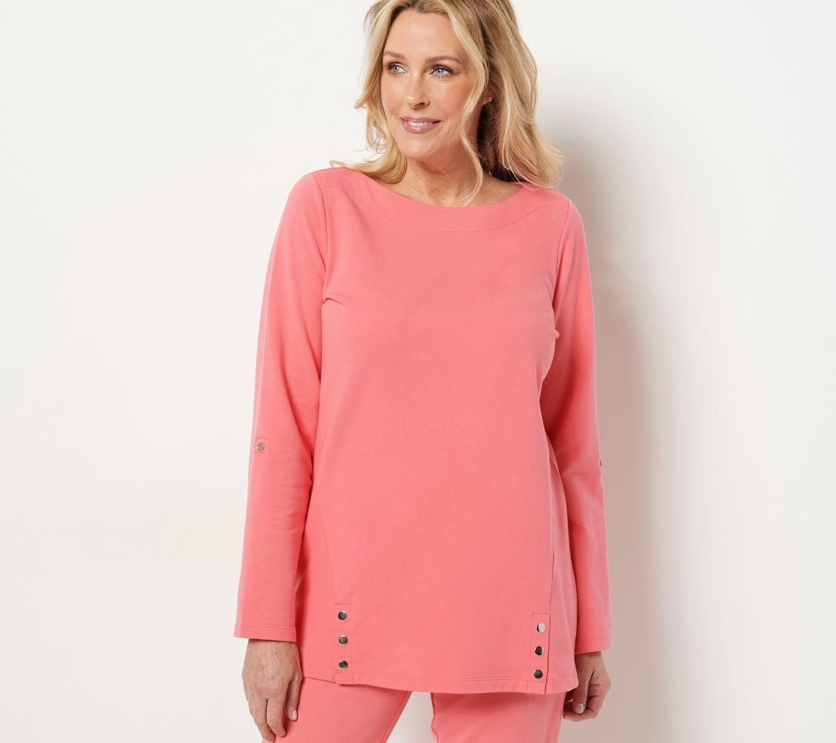 French Terry Boat Neck Sleeve Tunic