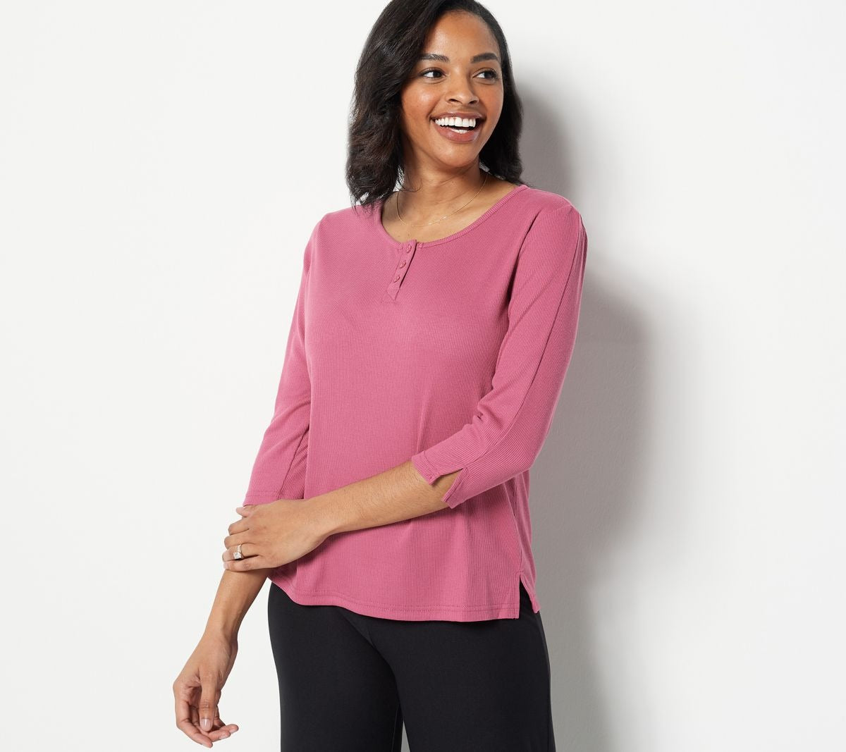 Ribbed Dream Knit Henley Top