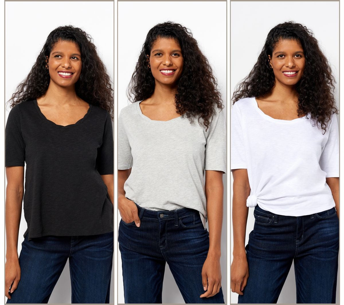 Three Pack Twist Neck Elbow