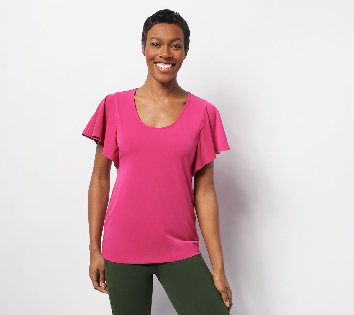 Liquid Knit Top with Short Flutter