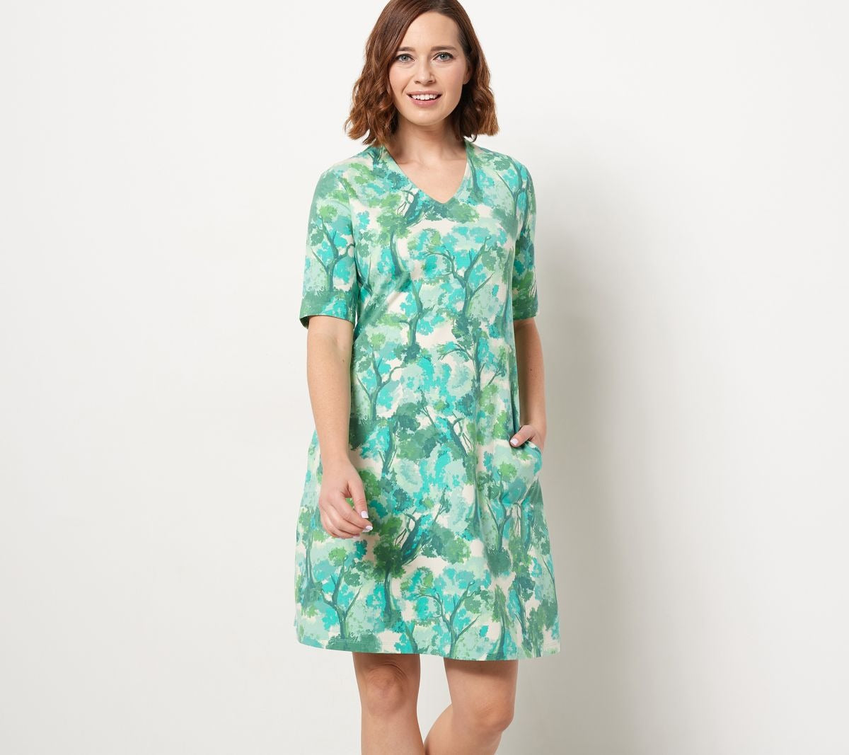 Petite Printed V-Neck Swing